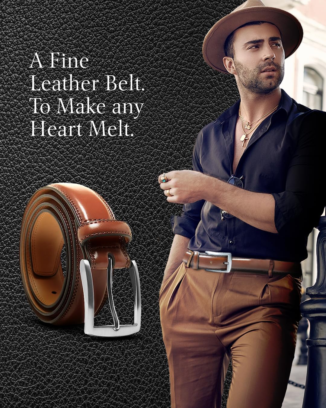 Genuine Leather Dress Belts For Men - Mens Belt For Suits, Jeans, Uniform With Single Prong Buckle - Designed in the USA - Image 6