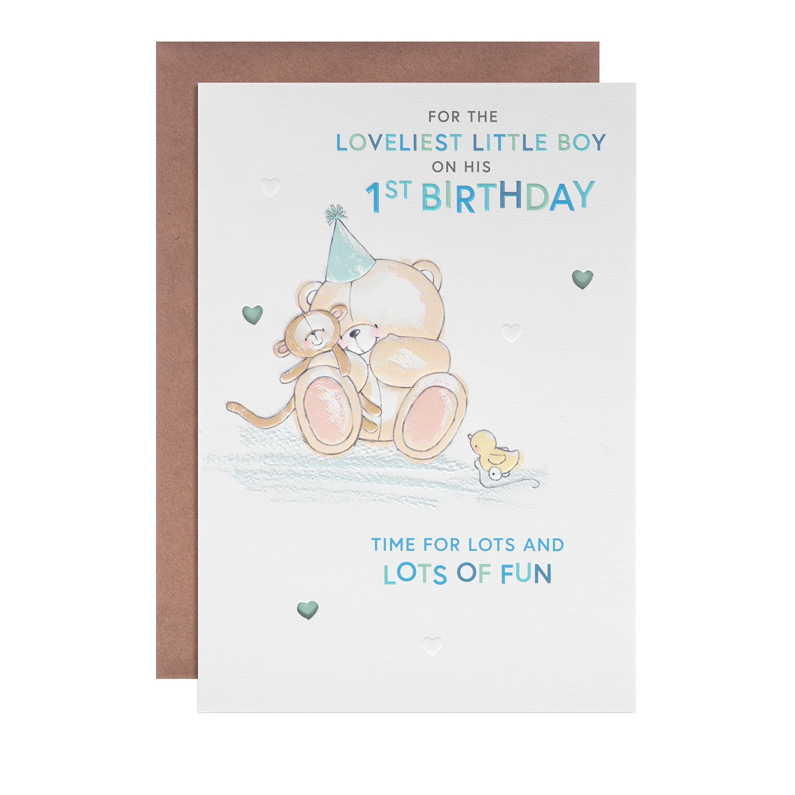 UK Greetings Biglietto Di Auguri 1° Compleanno Con Boofle - Adorabile Biglietto Per Bambino Con Dettagli In Lamina D'Argento, 159x184 Mm - 2