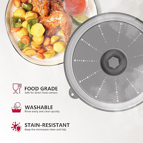 Miniatura 3 de WVM Cubierta para salpicaduras de microondas ventilada para alimentos con agujero de gancho, protector de salpicaduras y colador de cocina para