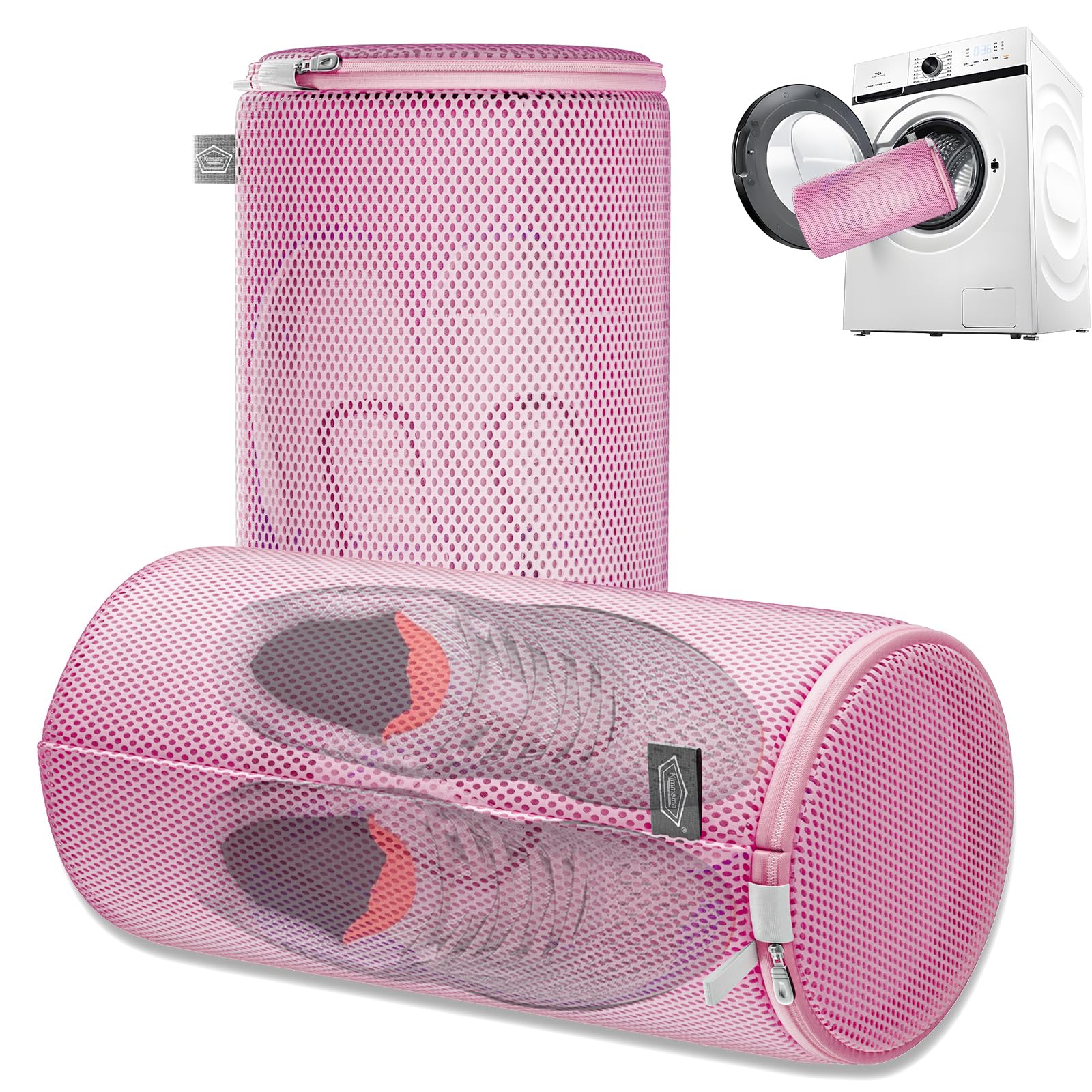 Shoe Washing Machine Bag, Large Laundry Bag for Sneaker, Pink, 8x15", 2Pcs