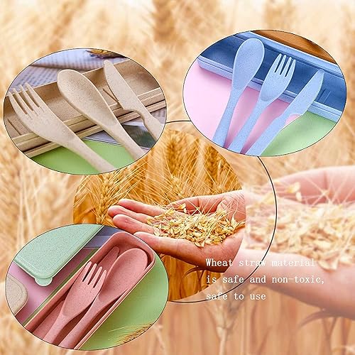 Miniatura 7 de Juego de utensilios de campamento, juego de utensilios reutilizables con estuche, utensilios de viaje, juego de utensilios portátiles, funda de