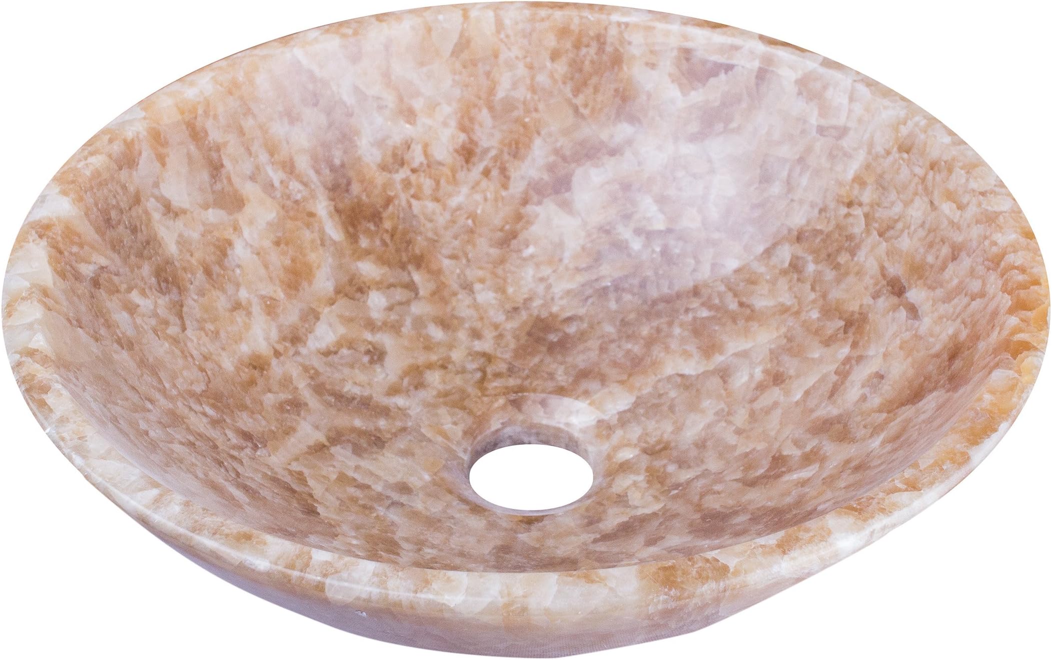Yuche Ngstone Bathroom Sink Wash Basin/Wash Basin 100% Natural Stone Countertop Basin 1 Tap Hole Basin Marble/Granite/Round/Diameter 33 – 35 cm, diameter 4.5 cm, multi-coloured