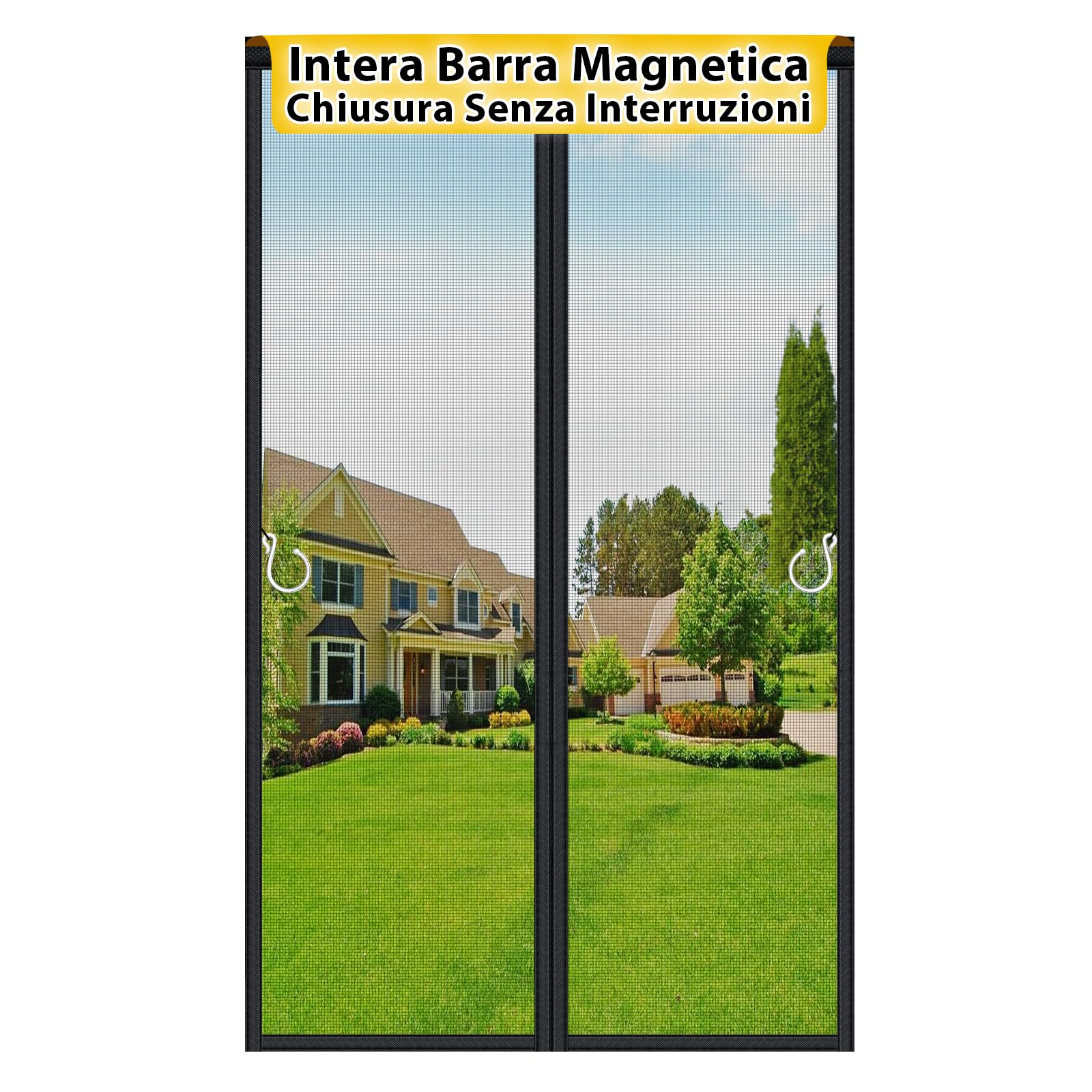 HOFUDON Zanzariera Magnetica 120x220cm, Vetroresina Rete Molto Resistente - Rete Ultra-fine Anti-insetti, Intera Barra Magnetica per Chiusura Automatica Senza Interruzioni (nero)