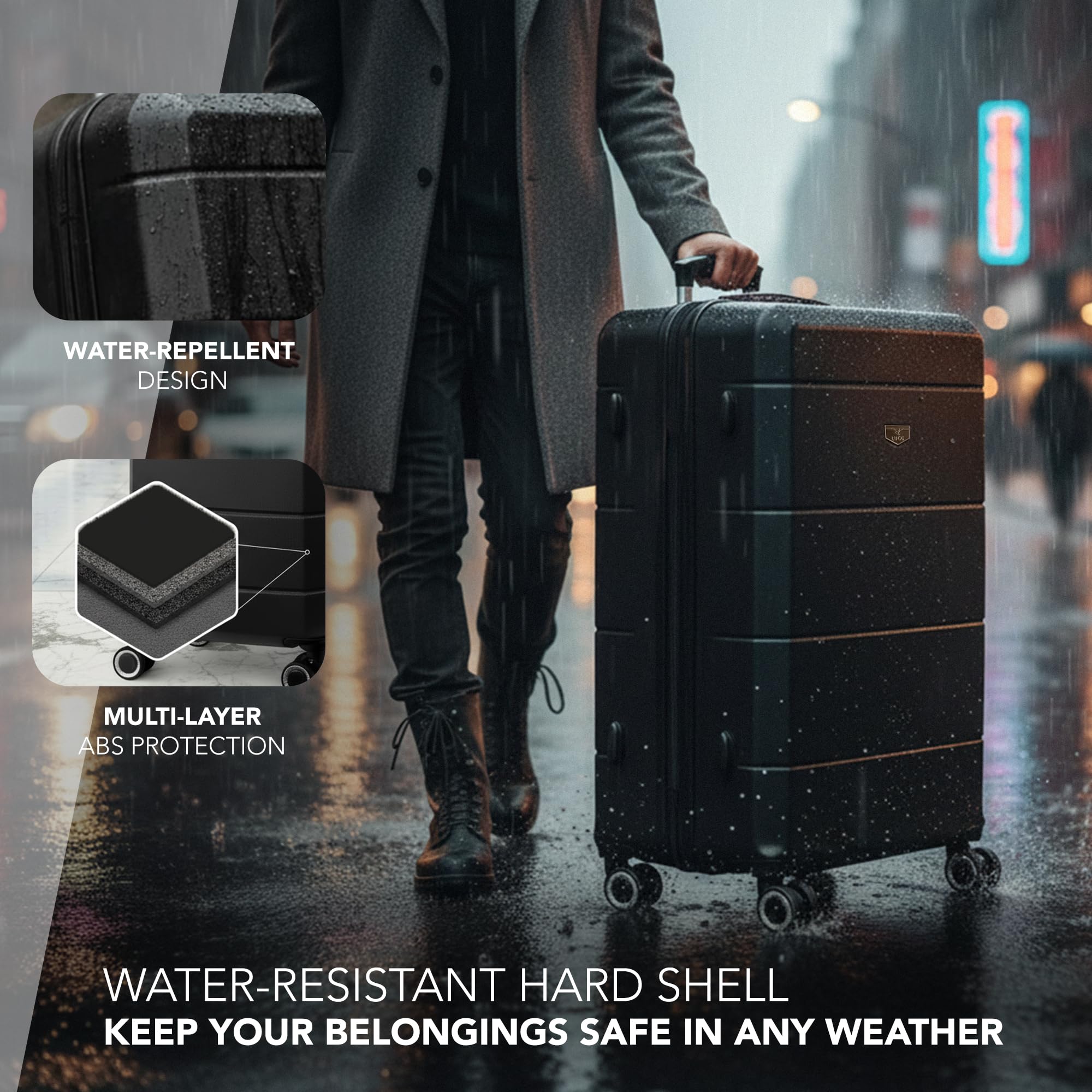 LUGG - Jetset 40cm Suitcase - 40x30x20cm- Ryanair Compatible - Underseat Size - Hard Shell ABS - Spinner & Removable Wheels - Lightweight Travel Luggage- Cream/Brown — view 278