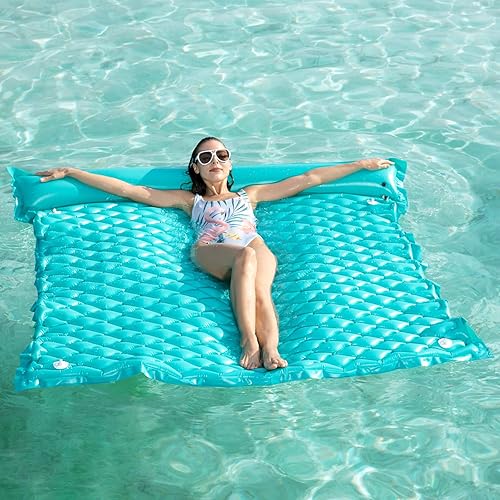 Miniatura 8 de Jasonwell Flotadores flotantes para piscina, flotador inflable gigante para piscina, balsa de lago, tapete de agua flotante para piscina, tumbona,