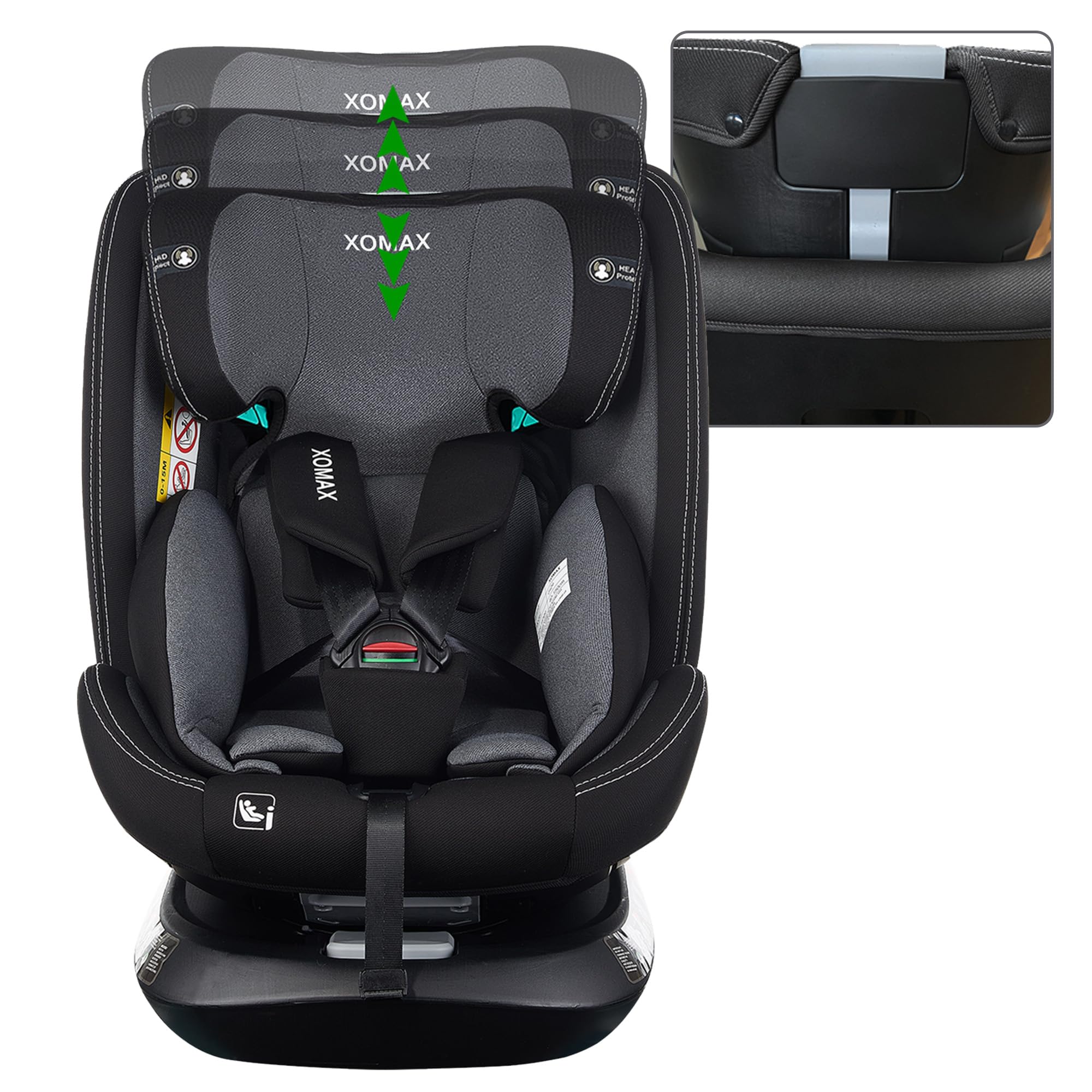 XOMAX G409 IOT - Asiento infantil giratorio 360°, ISOFIX I crece, 0 – 36 kg, 0 – 12 años, grupo 0+/1/2/3, arnés de 5 puntos, cinturón de 3 puntos, funda lavable I ECE R129