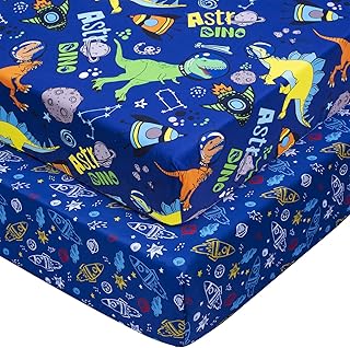 UOMNY Crib Sheets for Boys Girls Crib Sheet Set for Standard Crib Mattress 2 Pack Baby Sheet for Crib Soft Breathable Mattress Cover 28 x 52 in Blue Dinosaur Space