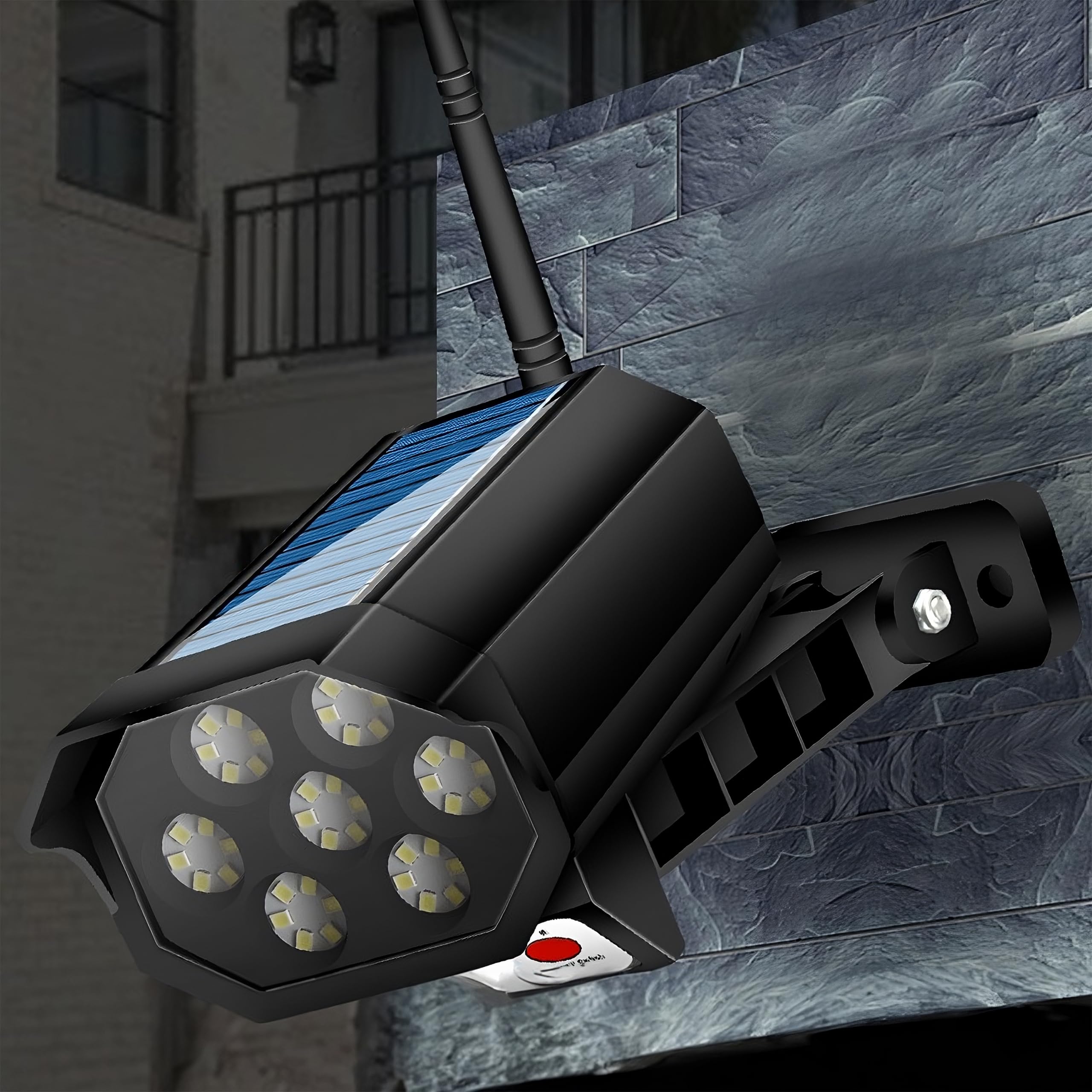Retoo Finta Telecamera di Sorveglianza Esterna CCTV con Luce LED Solare Pannello Solare a Parete