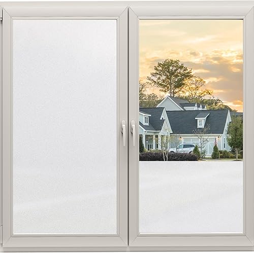 Coavas - Película esmerilada de privacidad para ventana de vidrio no adhesiva 356 x 787 pulgadas protección antirrayos UV extraíble opaca adherencia