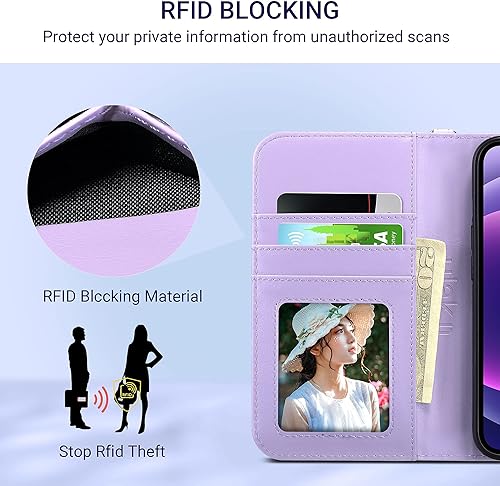 Miniatura 6 de ULAK Funda tipo cartera compatible con iPhone 13 Pro para mujer, diseño de flores de jardín, funda de piel sintética con tarjetero y función atril