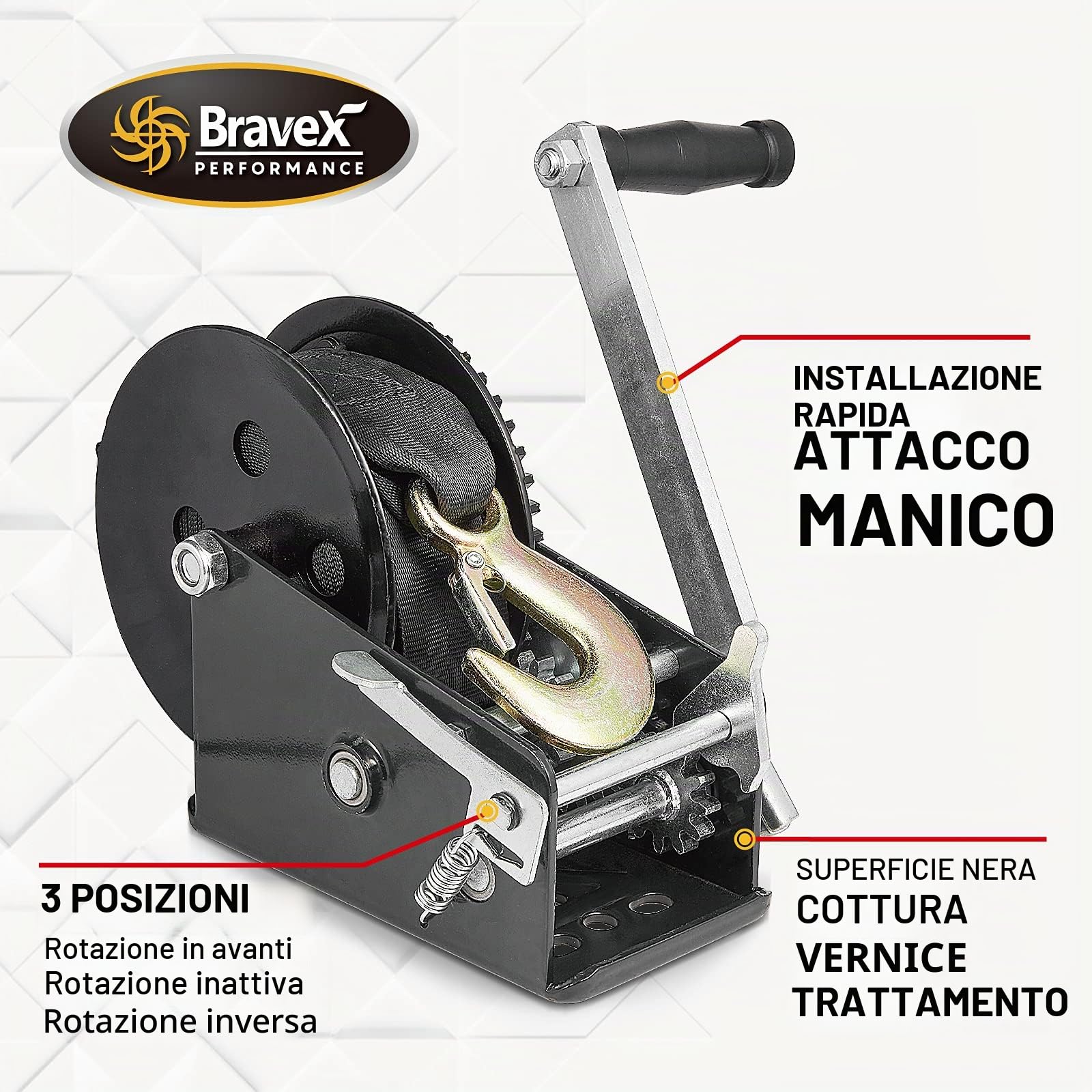 Megalint - Argano per rimorchio per barca, 1587,6 kg, con cinghia da 10 m, gancio resistente, verricello portatile, cavo in acciaio, argano manuale a cricchetto a due vie per SUV, ATV, UTV, barca per