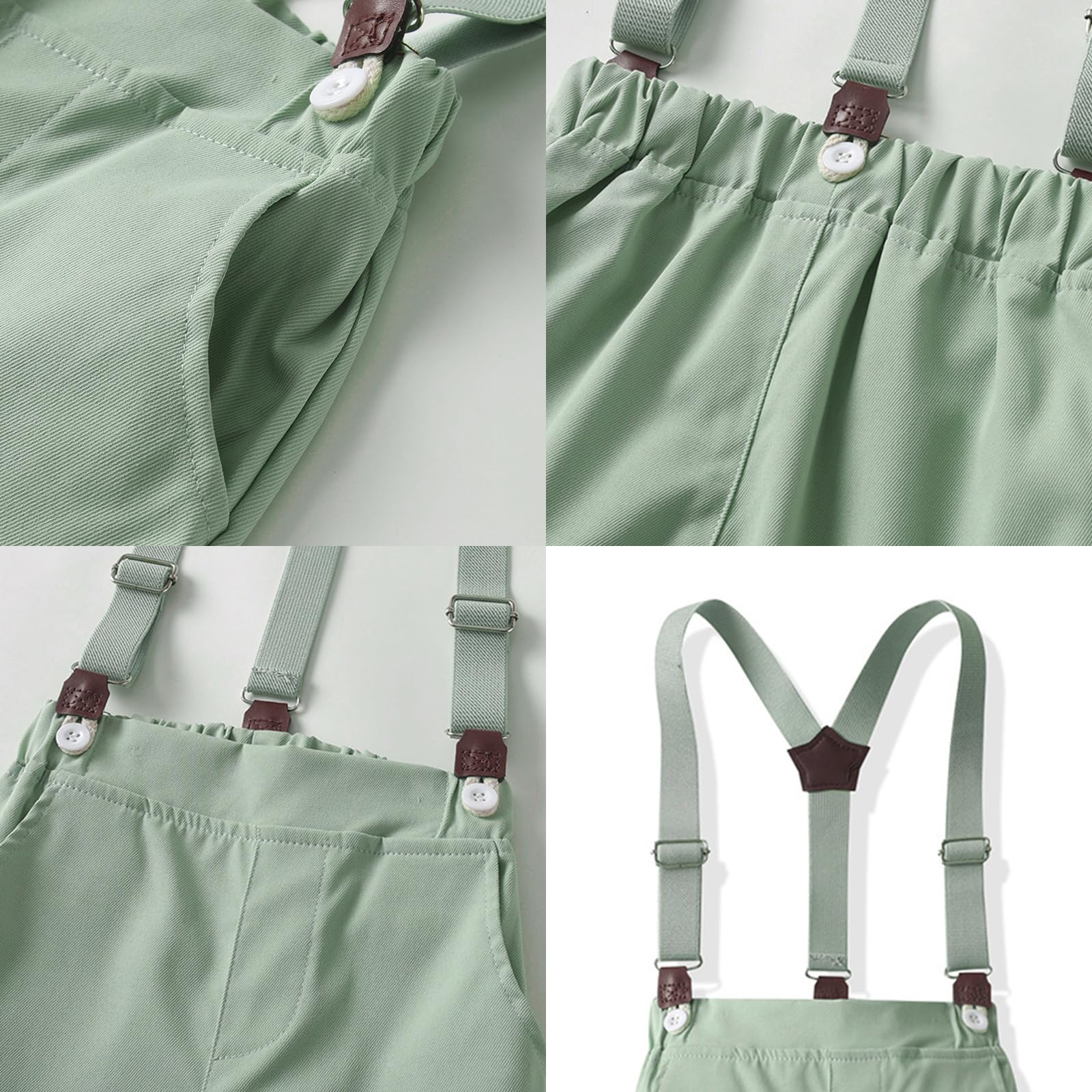 Formelles Anzug-Set für Kleinkinder Jungen Langarm-Shirt mit Fliege Strapshose Hochzeitskleid