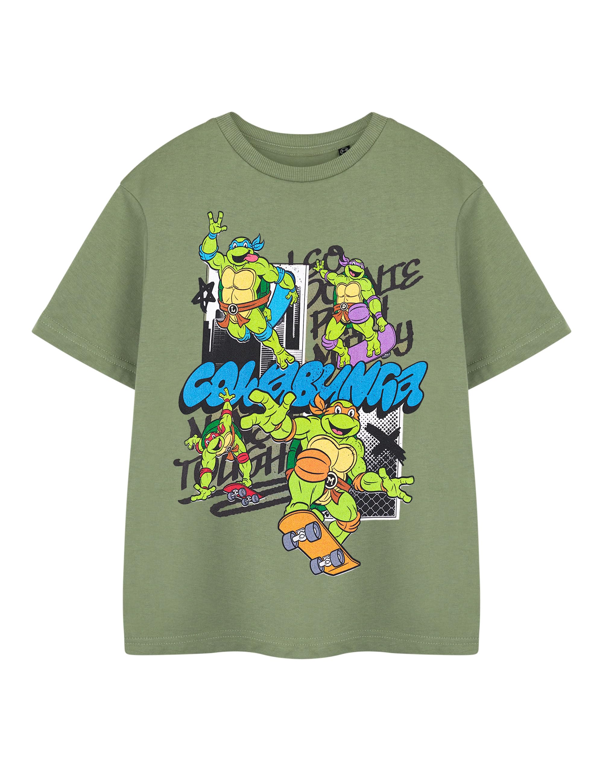 Vanilla Underground Boys Green Teenage Mutant Ninja Turtles Cowabunga Short Sleeved T-Shirt - 7-8 Years