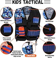 Vista 3 de Lehoo Castle Paquete de 2 chalecos tácticos para niños Nerf Guns N-Strike Elite Series para niños y niñas, con 60 dardos de repuesto, bolsa