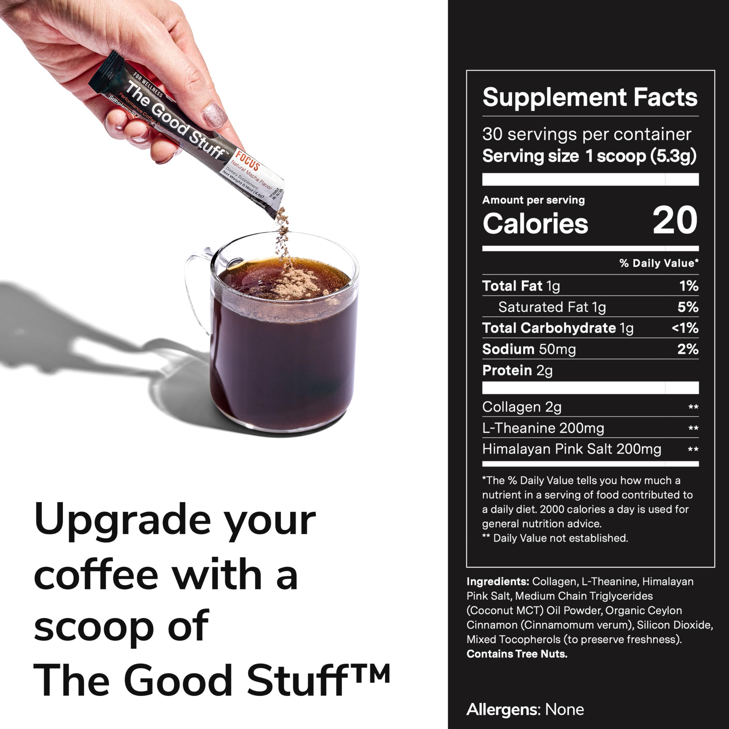 For Wellness The Good Stuff™ Focus Blend (30 Stick Packs), Non-Dairy Coffee Supplement – Stimulates Cognitive Function & Mental Clarity