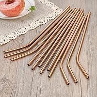 Vista 7 de 20 Pajitas de Acero Inoxidable Reutilizables de Oro Rosa, Pajitas Reutilizables de 10.5" y 8.5" para Beber con 20 Puntas de Silicona, 5 Cepillos
