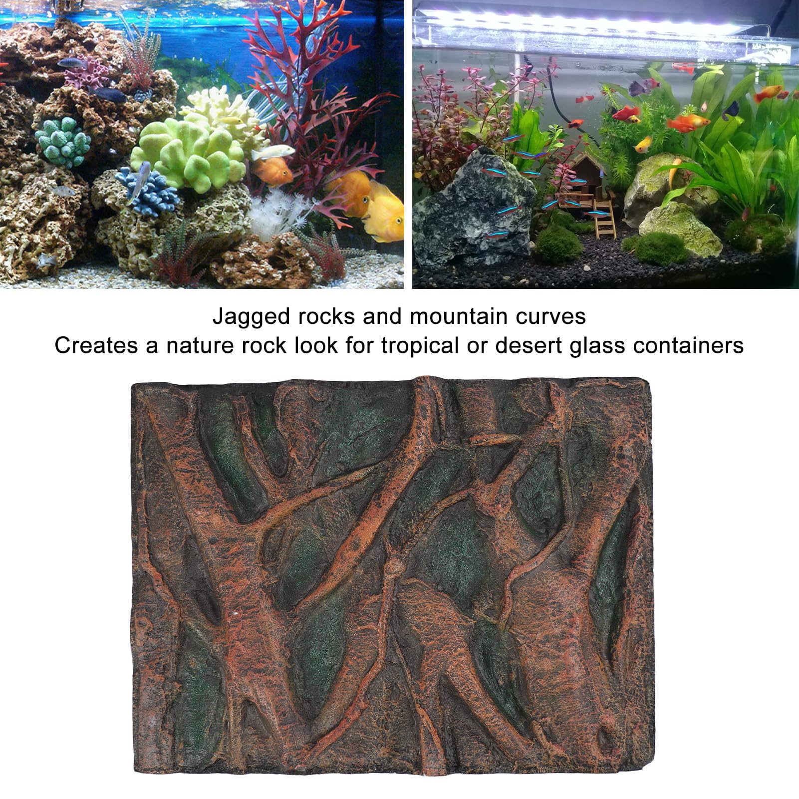 Sfondo per Acquario in Pietra, Sfondo per Acquario in Schiuma con Effetti 3D, Parete per Acquario, Sfondo per rettili per terrario (H)