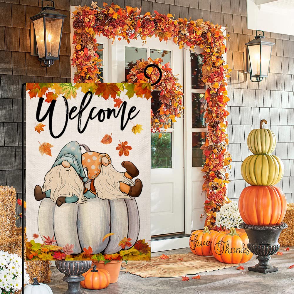 CROWNED BEAUTY Drapeau De Jardin De Bienvenue En Forme De Citrouille D'automne 30,5 X 45,7 Cm Pour L'extérieur, Double Face, Vertical, Vacances