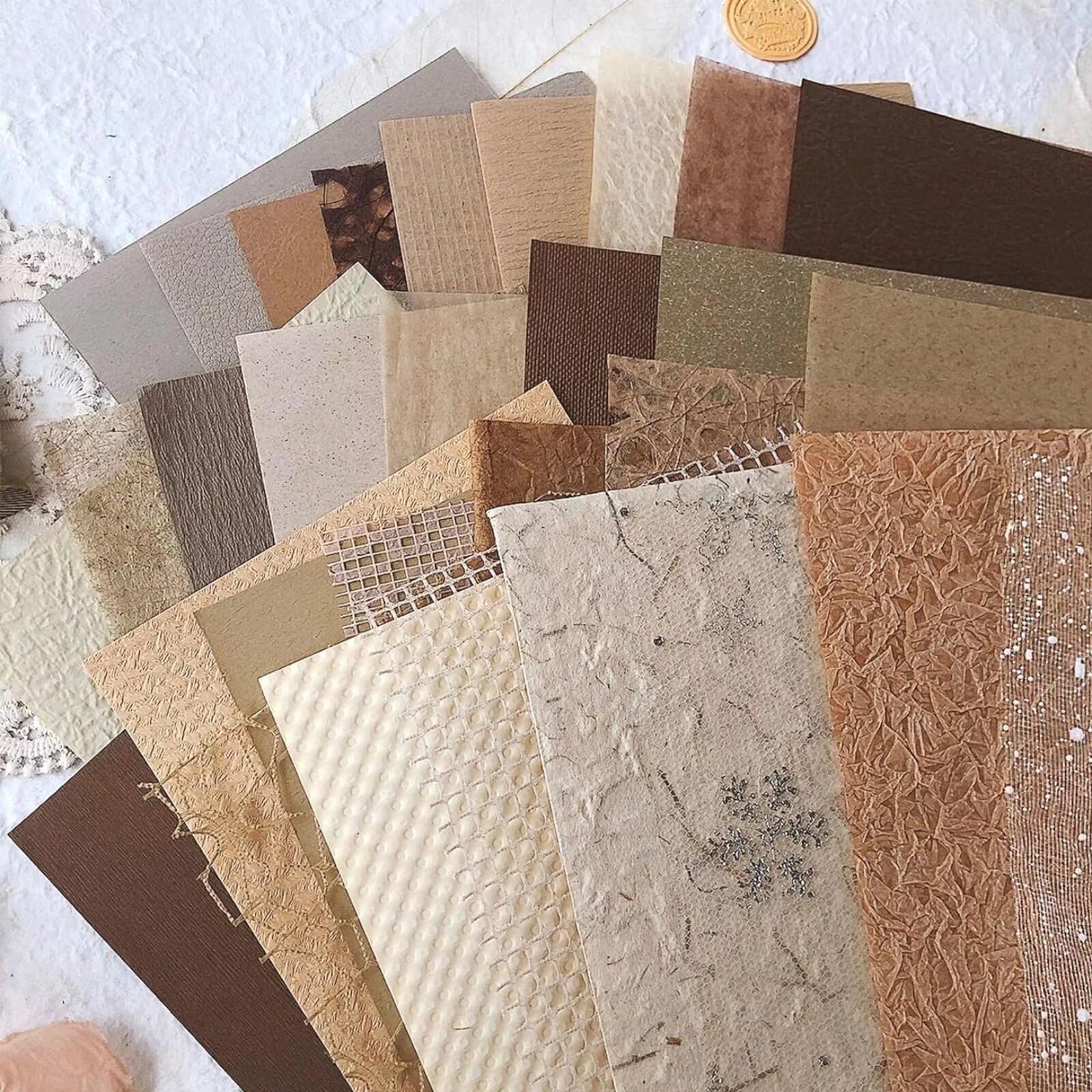 30Pcs Handmade Scrapbook Paper, Craft Textured Paper Morandi A5 Sheet Mesh Fabric Mulberry Special Paper, Mix for Scrapbooking Junk Journal, 5.8X8.2 In - C