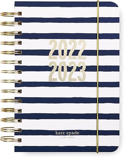 Kate Spade New York Agenda semanal y mensual 2022-2023 agenda de tapa dura agenda de día con calcomanías bolsillos y encuadernación en espiral punto