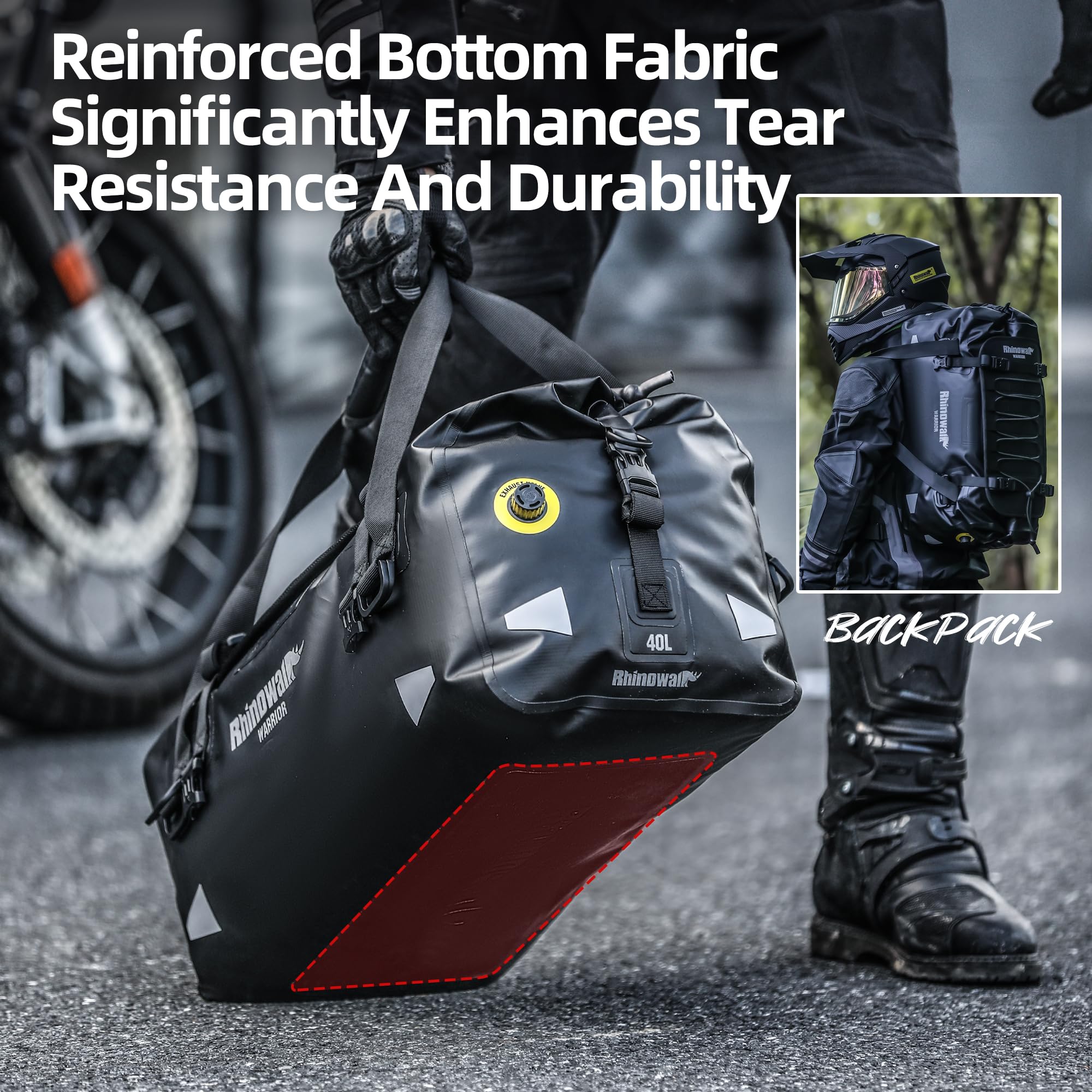 Borsa posteriore per moto, impermeabile, 20 l/40 l/65 l, rolltop, sedile posteriore, borsa da viaggio per moto e uso quotidiano (40 l)