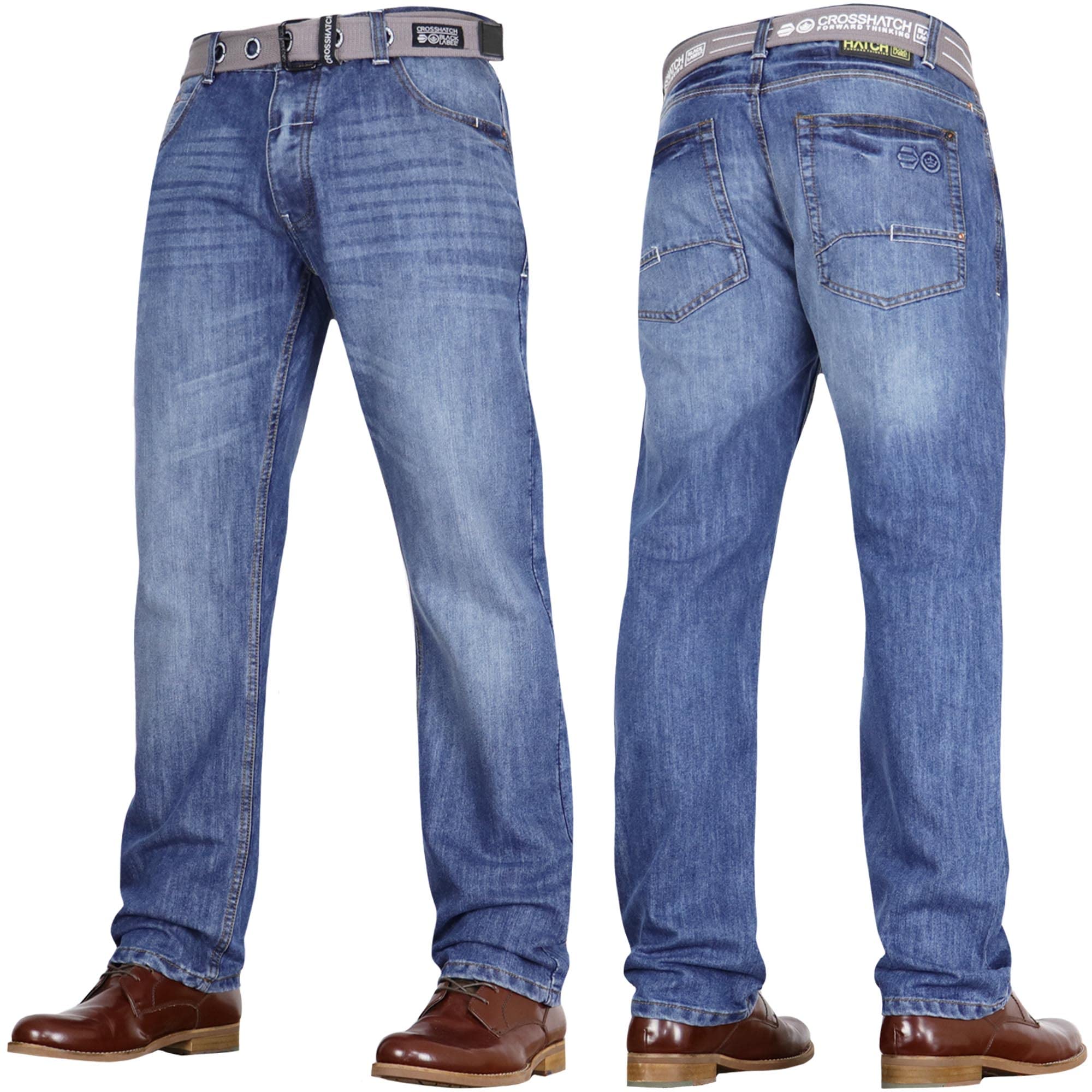 Mens 'Frinced' Classic Straight Leg Stretch Jeans Fashion Regular Fit Stylish Branded Denim by JeanBase Midwash (Non-Stretch) 28W X 32L