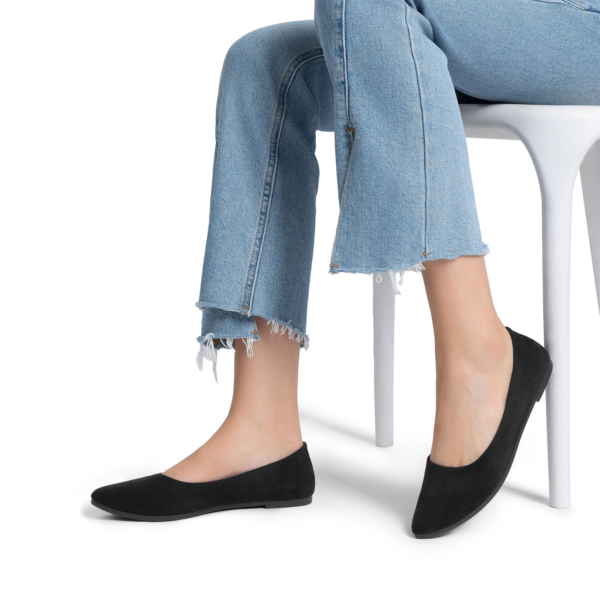 DREAM PAIRS Ballerines Femme Confortables à Bout Pointu en Suédine, Chaussures Plates à Enfiler pour Travail, Bureau ou Sorties
