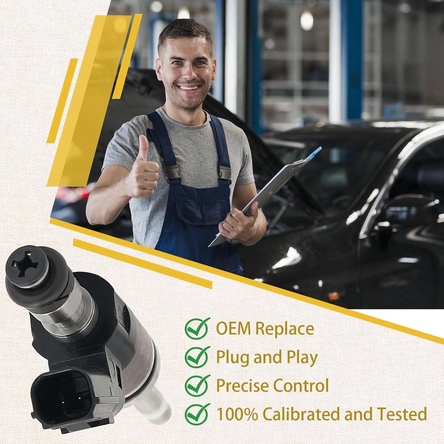 Set of 4 Turbo-L15B Fuel Injectors,Compatible with/Honda 1.5 Accord 2018-2023, CR-V 1.5L 2017-2023, Civic 1.5T 2016-2023 |OE#16010-5PA-305|