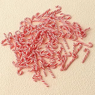 DAHI 100pcs Mini Décoration de Noël Sucre d'orge - Sapin de Noël DIY - Sujet Miniature - Canne à Sucre Suspendre - pour Arbre de Noel, Fête à Thème Noel, Petits Décoration de Maison DIY (A-Rouge)