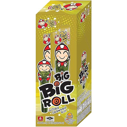 Tao Kae Noi - Bocadillos de algas marinas a la parrilla Big Roll con sabor a calamar a la parrilla, rollos de algas marinas a la parrilla, rollos de