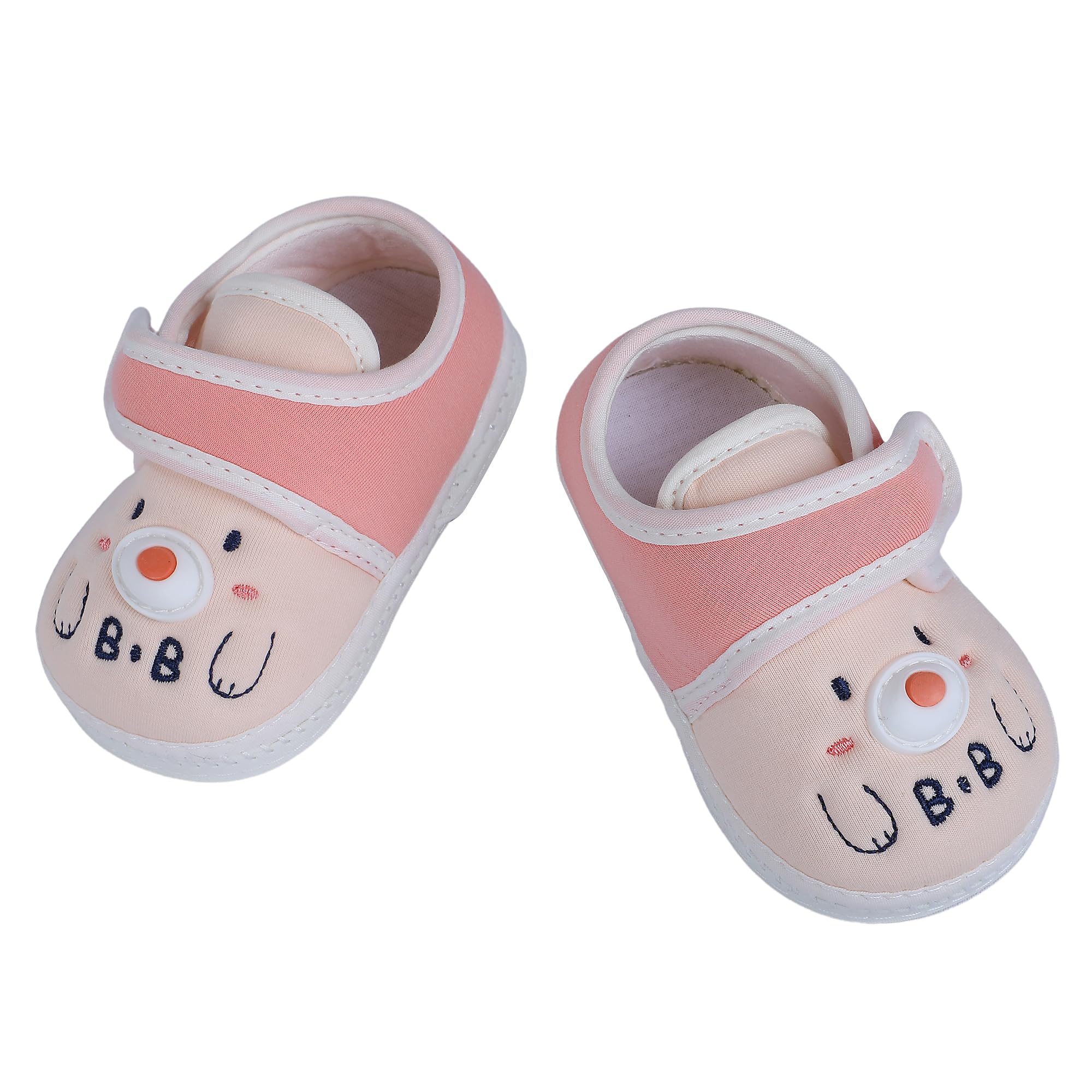 BabyMoo Smiling Bear Face Soft Sole Anti-Slip Unisex Booties, Peach Color, for Baby Boy and Girl, 3-6 Months - Ideal First Walking Shoes, Comfortable and Stylish Booties for Infants and Toddlers (B0D4QVPL7Q) Amazon Price History, Amazon Price Tracker