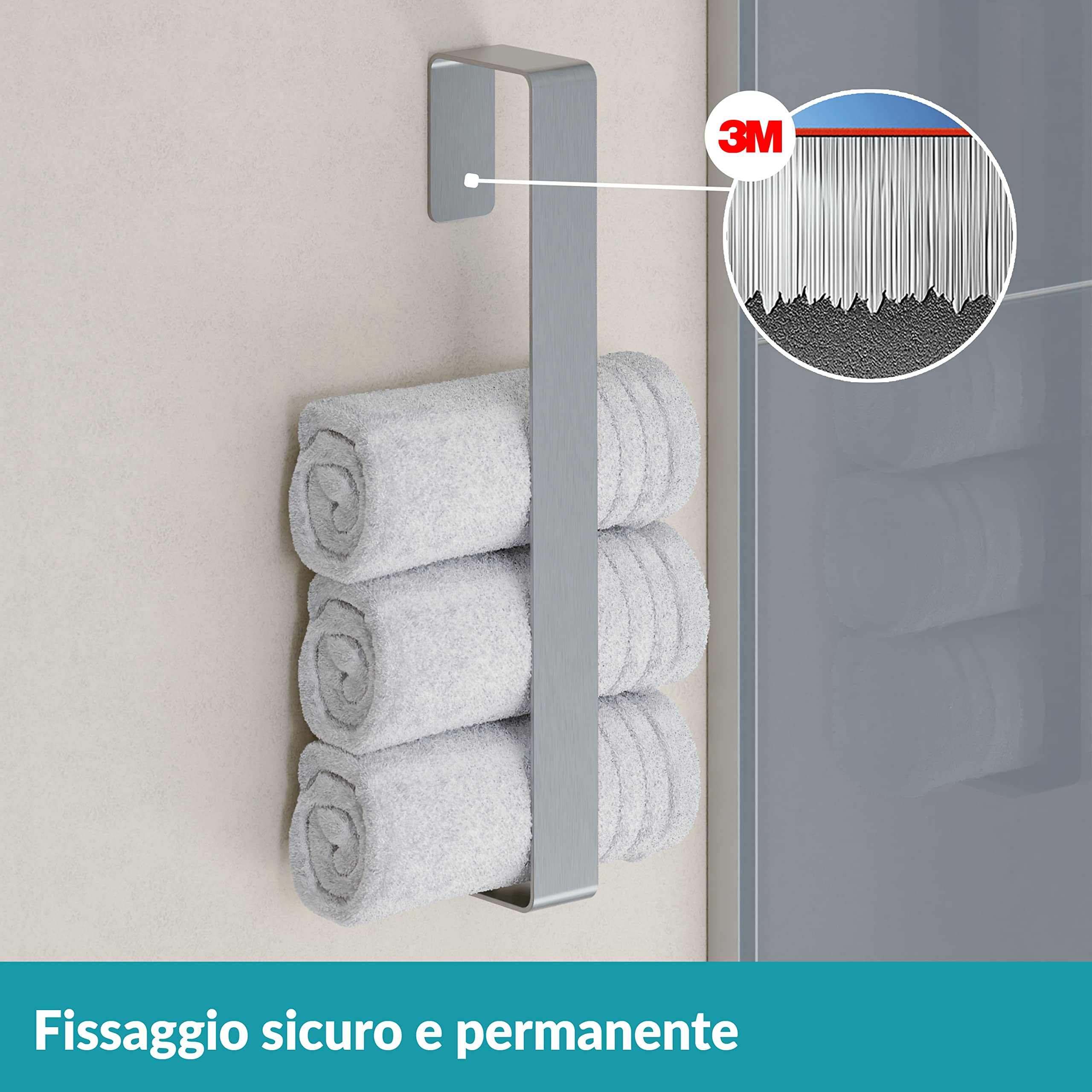 Porta Asciugamani Da Parete LINEUP - Acciaio Inox SS304, Argento, 13x13x5.5 Cm - Foto 3