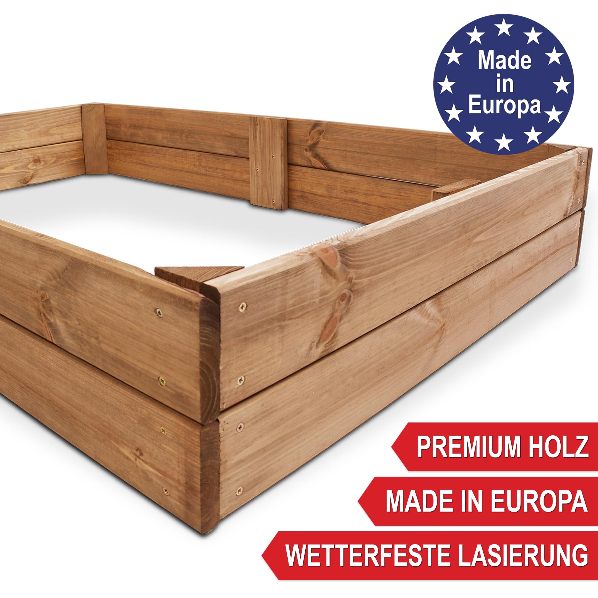 Onbest Premium Hochbeet - Pflanzbeet Holz mit Innenvlies – Garten Hochbeet – erweiterbar und stapelbar – witterungsbeständig – Blumenkasten für Terrasse Balkon – Pflanzkasten (1x Pflanzrahmen)