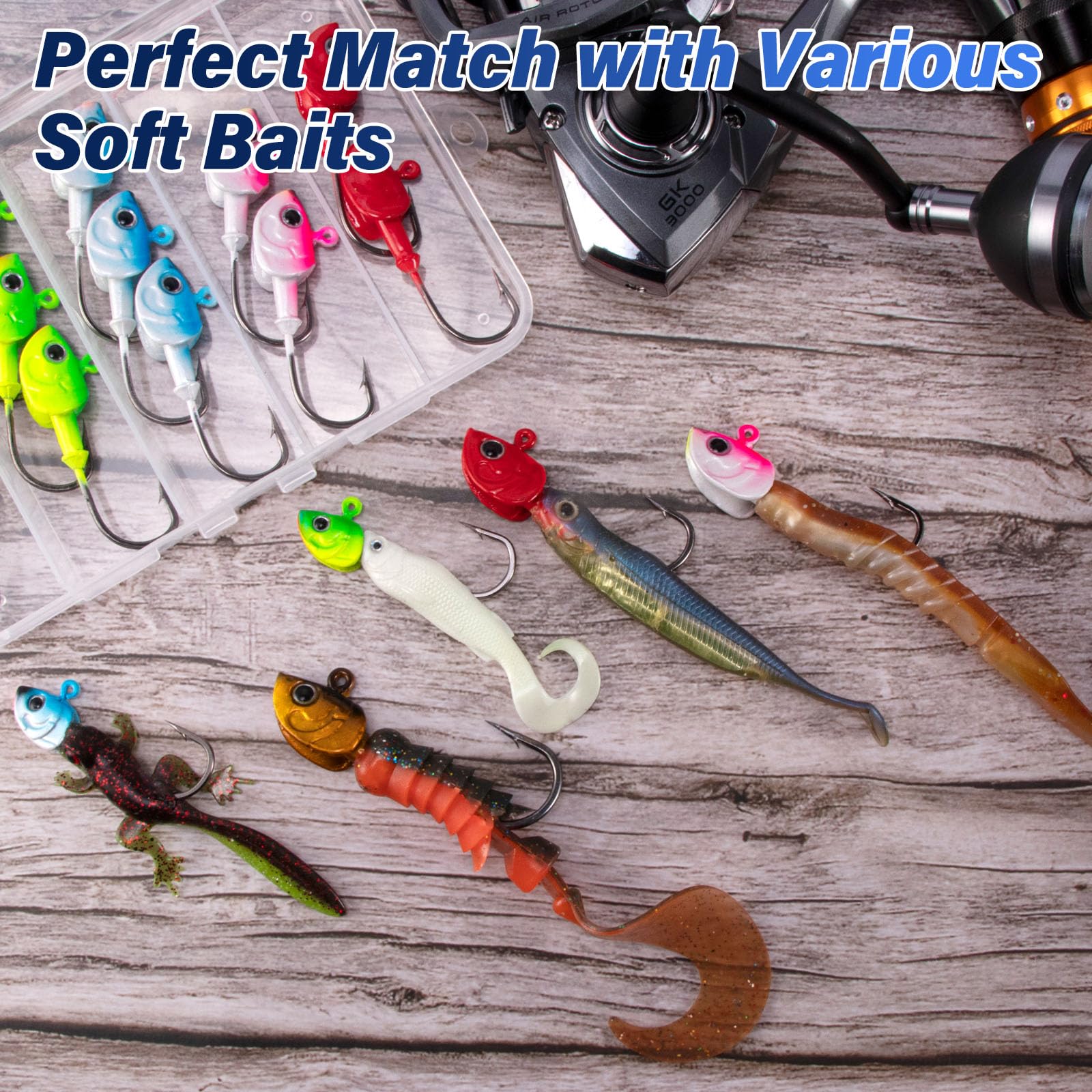 Alwonder Kit di 15 esche da nuoto per pesca in acqua salata, con occhi 3D, in acciaio ad alto tenore di carbonio, per surf, pesca a traina, pompano, passera, spigola, sciopero, sgombro