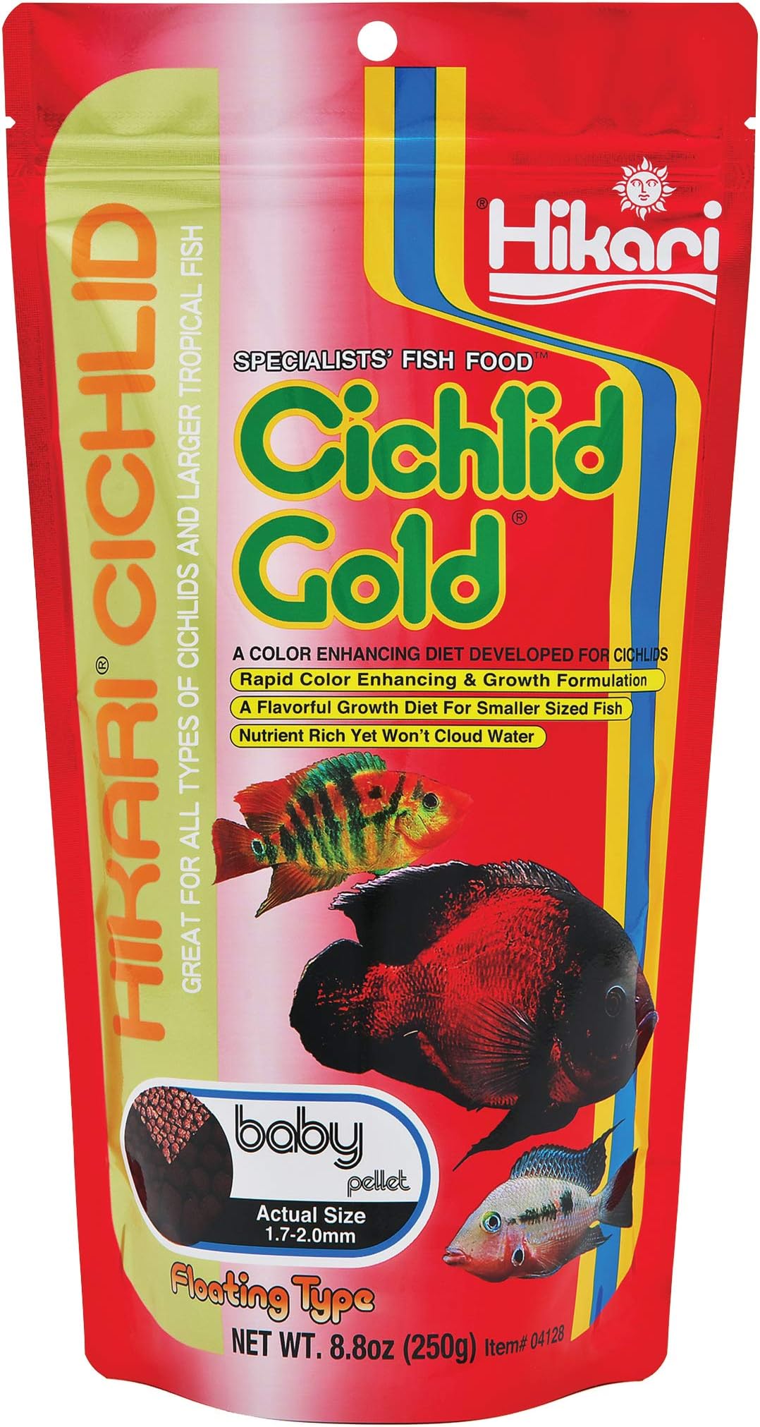 4128 Cichlid Gold Floating Baby Pellets for Pets, 8.8-Ounce