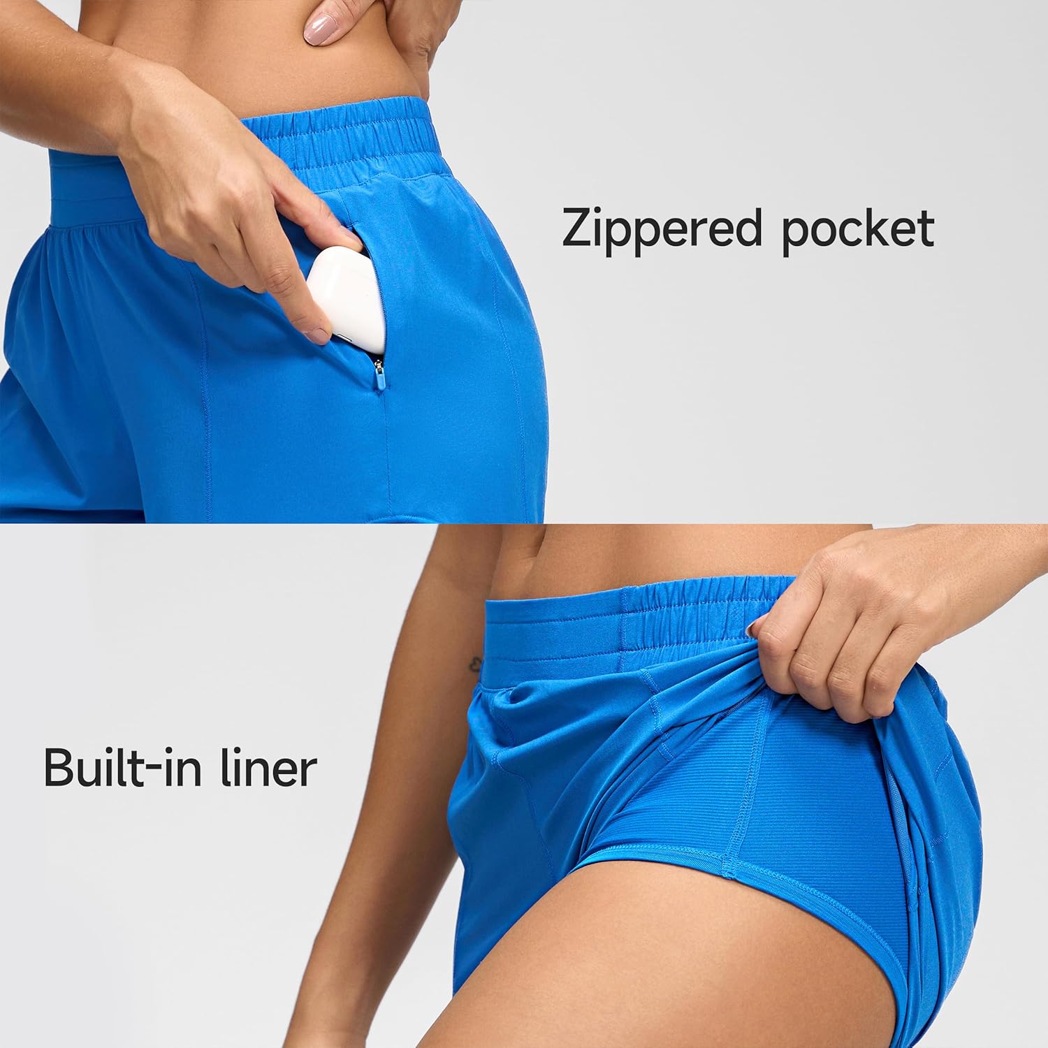 MCEDAR Women's Low Waisted Running Shorts 4" with Mesh-Lined Active Workout Quick Dry Gym Athletic Sports Short Zip Pocket - Image 4