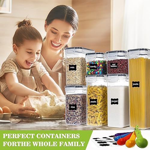 Miniatura 7 de Paquete de 7 recipientes herméticos de almacenamiento de alimentos con tapas, recipientes de almacenamiento de cocina sin BPA para espaguetis, pasta