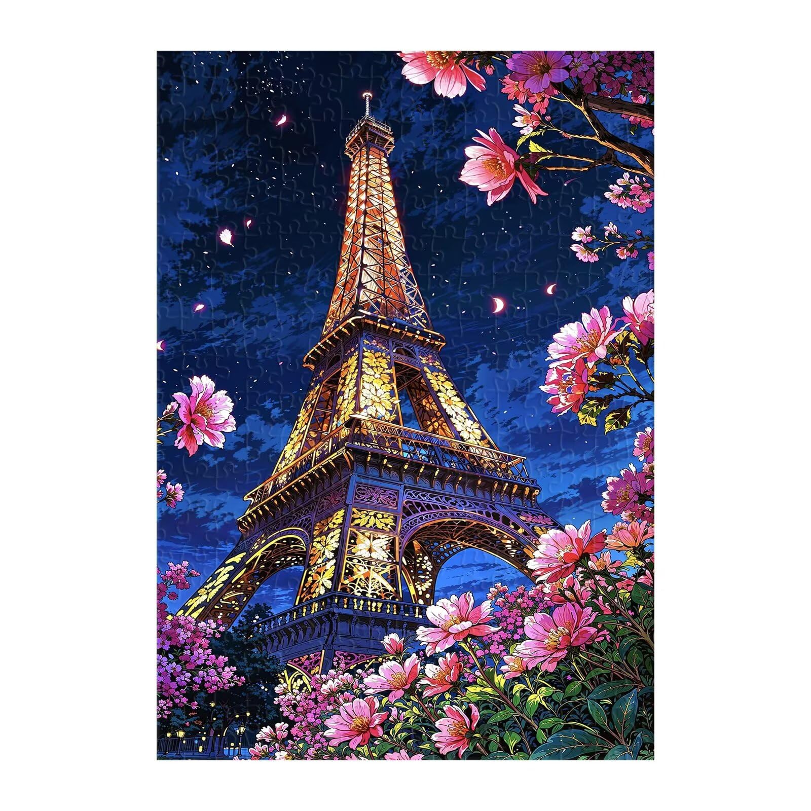 Puzzle 1200 sztuk dla dorosłych kwiaty wieża Eiffla, puzzle niemożliwa kreatywna rozrywka, puzzle dla dorosłych 1200 sztuk 75 x 50 cm
