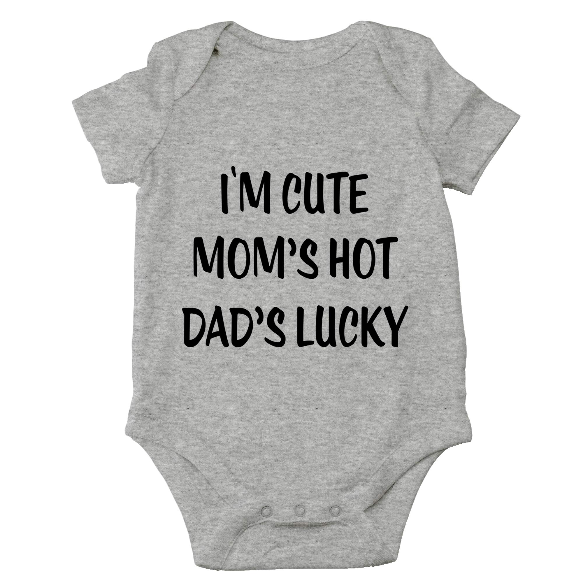 Crazy Bros Tees I'm Cute, Mom's Hot, Dad's Lucky Funny Cute Novelty Infant One-Piece Baby Bodysuit