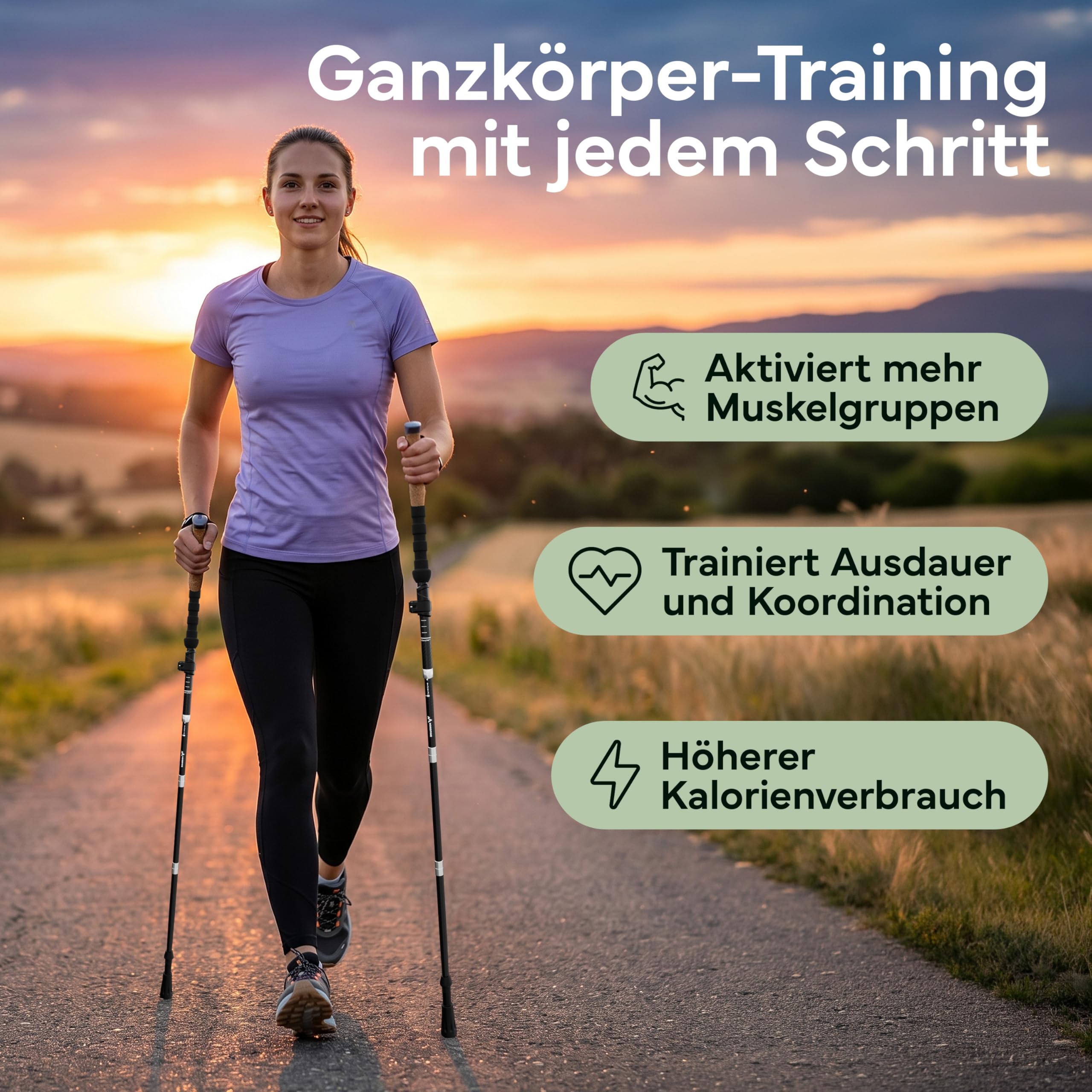 Wanderstöcke faltbar - Carbon & Aluminium für Damen & Herren - Ultraleichte Trekkingstöcke mit Korkgriff & Wolframspitze - Nordic Walking Stöcke mit Gummipuffer - Trekkingstöcke faltbar