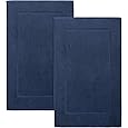 Utopia Towels Cotton Banded Rug, Bath Mats, Not a Bathroom Rug, 21 by 34 Inches, 100% Ring Spun Cotton, Highly Absorbent Shower Bathroom Floor Mat, Navy, 2 Pack