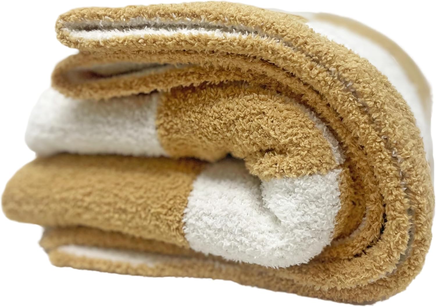 L+L USA Checkered Baby Blanket 28"x40" - DreamSoft Knit Throw for Crib, Stroller or Car Seat - Soft Blanket/Newborn Nursery Gift Essential for Toddler, Infant, Kids, Boys & Girls (Tan/White) - Image 8