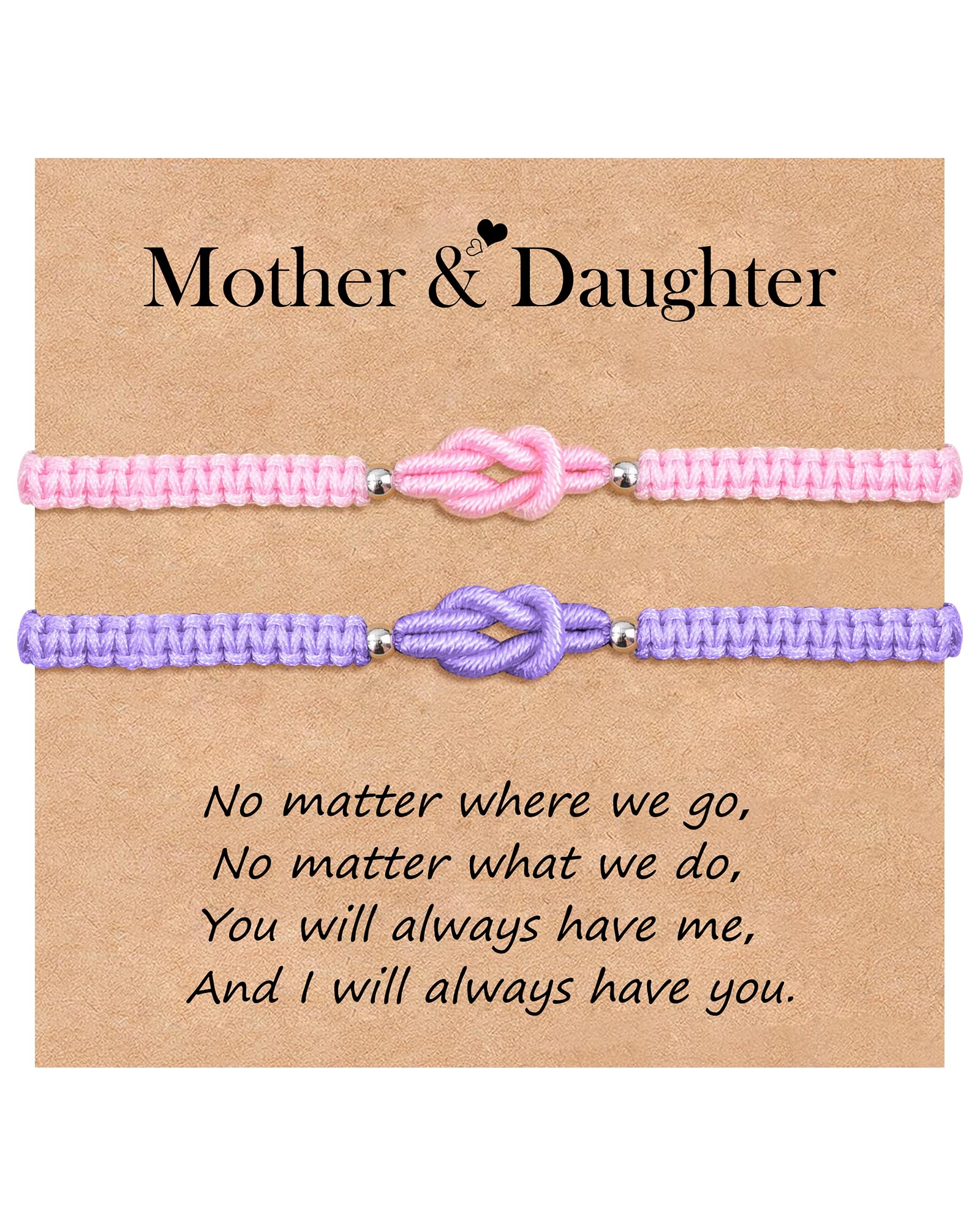 YELUWA 2 Pcs Mother Daughter/Son Bracelets, Back to School Gift