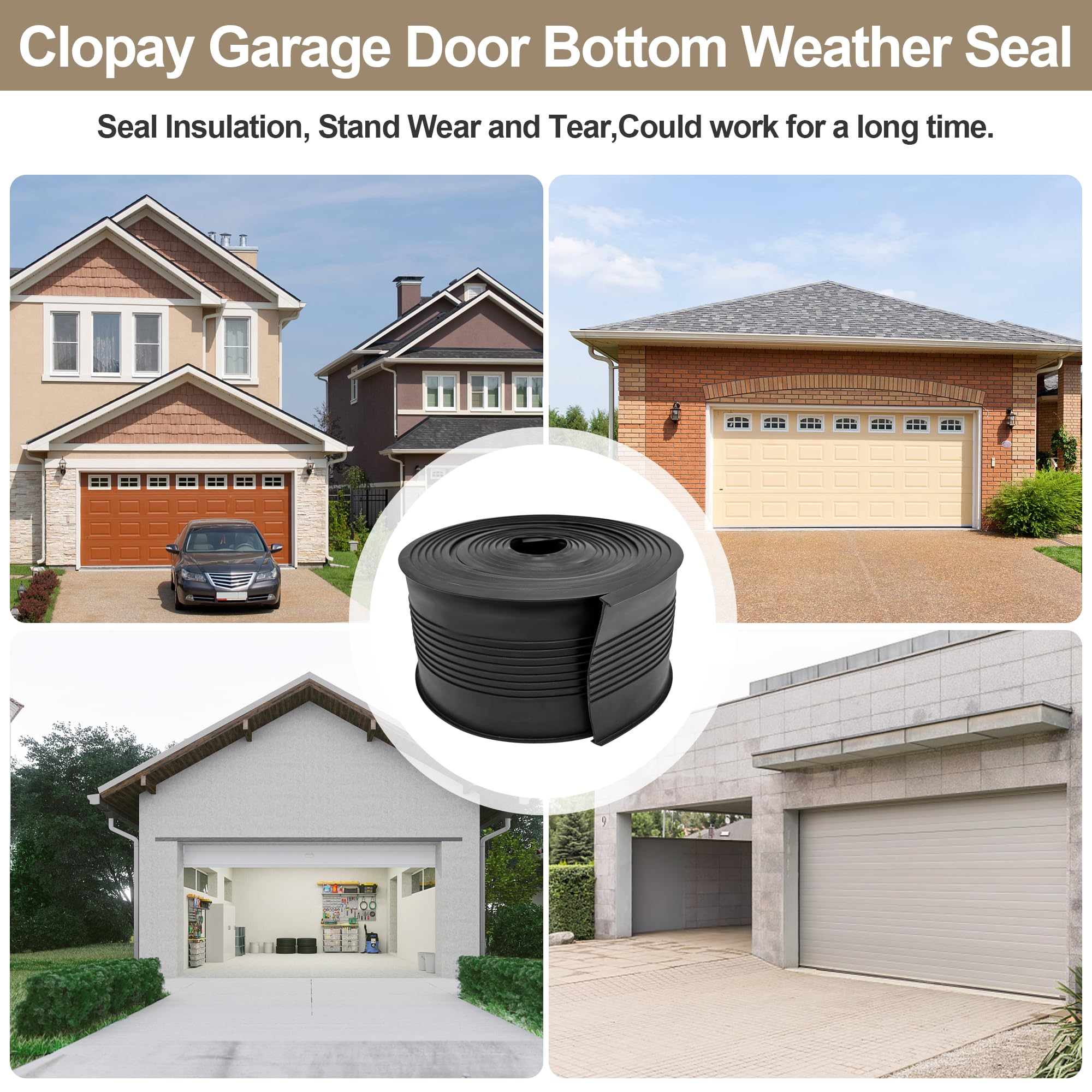 JIOTAR Garage Door Bottom Weather Seal – 16 Ft, T-Ends 5/16