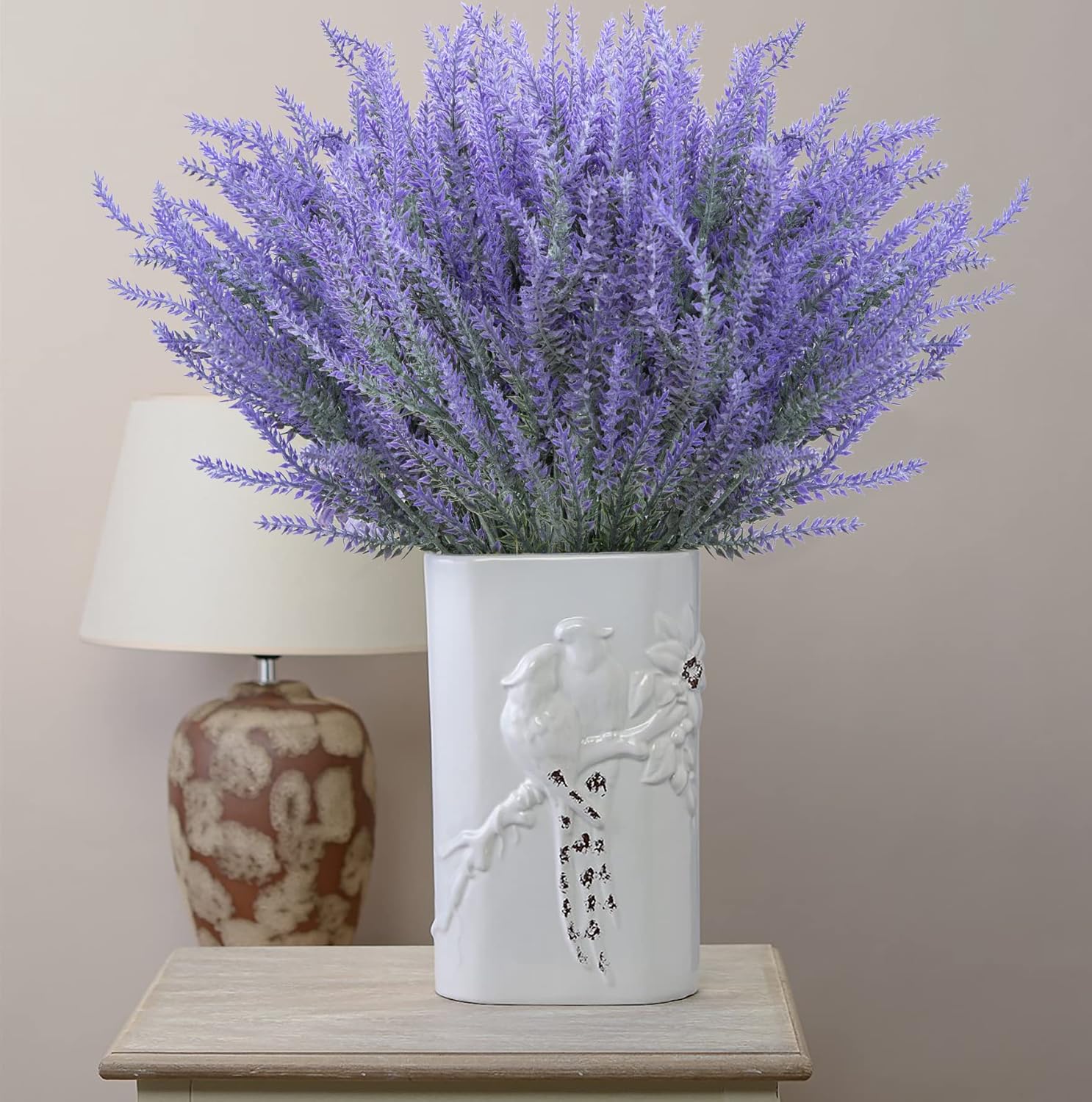 Ouddy Decor 24 Bundles Artificial Lavender Fake Flowers Faux Plastic Plants for Home Wedding Kitchen Garden Patio Window Box Office Table Centerpieces Indoor Outdoor Decor, Gray Purple - Image 4