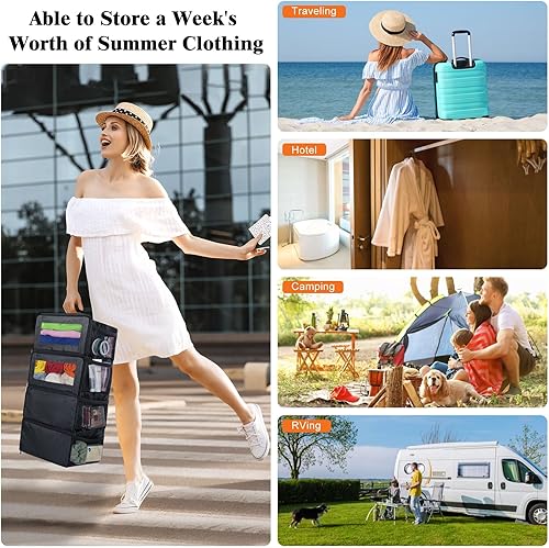 Vista 6 de Organizador de viaje colgante, organizador de equipaje de mano, estantes portátiles, cubo de embalaje para artículos esenciales de crucero, pequeño