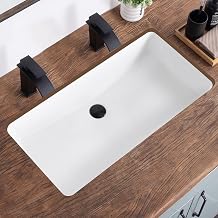 32 Inch Undermount Bathroom Sink White Rectangular,Overflow Type
