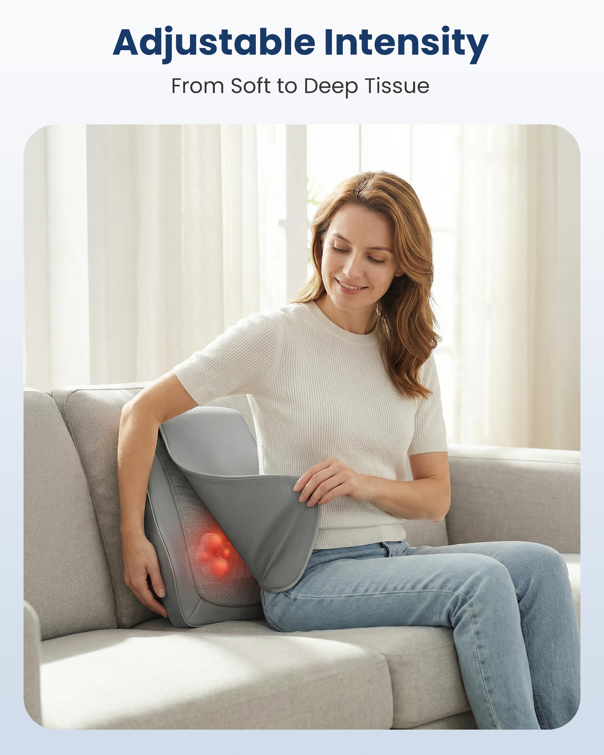COMFIER Shiatsu Nackenmassagegerät mit Wärme und Vibration，Massagekissen für Nacken, Schulter und Rücken, Verwendung im Home Office, Geschenke für Frauen Männer Papa Mama