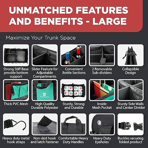 Miniatura 28 de TrunkCratePro - Organizador de almacenamiento de auto, organizador de cajuela para auto, SUV, camón, compartimientos de ajuste múltiples, plegable