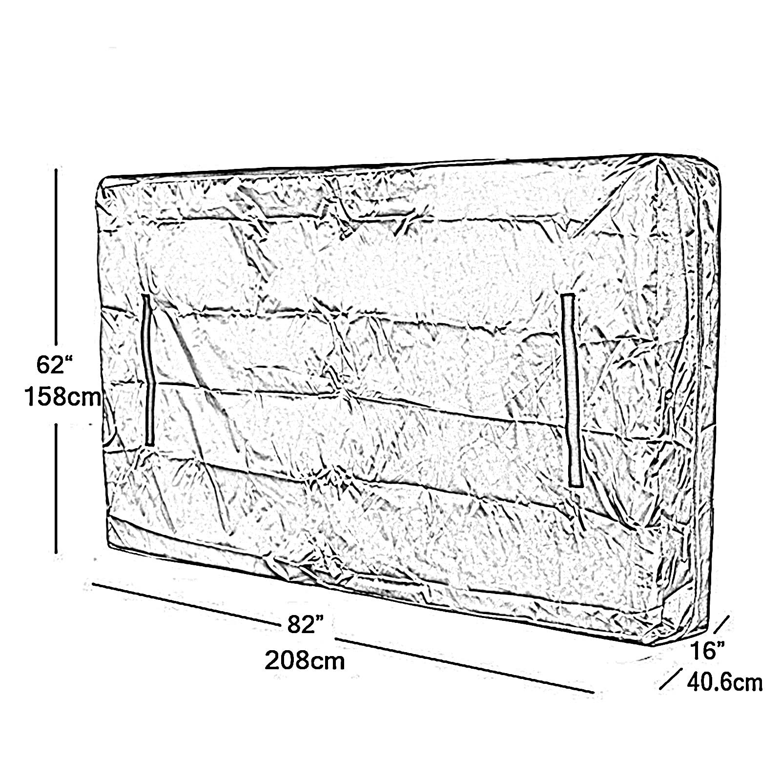 OKUOKA Réutilisable Housse Matelas Demenagement Sac de Rangement de Matelas Double Super épais, Déplacer Le Couvercle du Matelas avec Poignée de renforcement et Fermeture éclair (Size : 208x40.6x158c